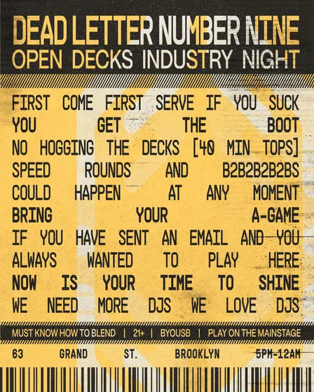 Open Decks + Industry Night | Dead Letter No.9