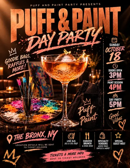 11/29 "Toasted Brunch" Day Party By: Puff & Paint Party BRONX Edition