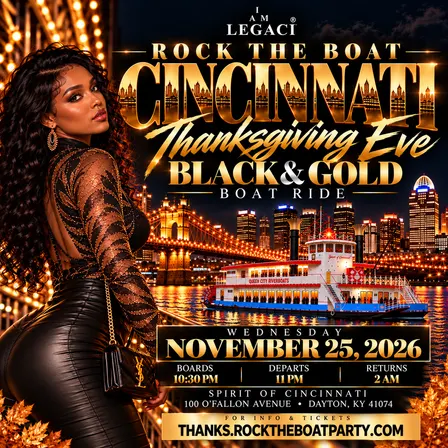 Rock The Boat Cincinnati 2026 | Thanksgiving Eve Black & Gold Boat Party