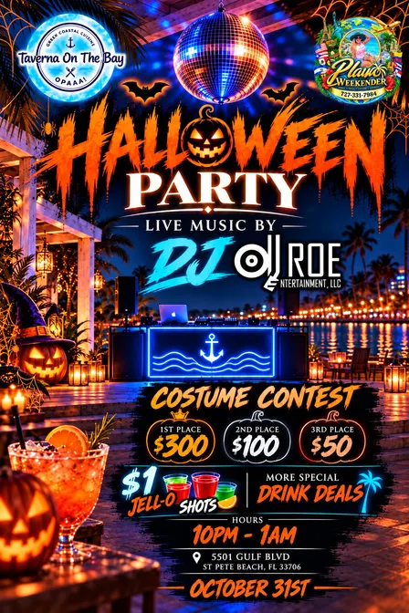 Halloween Dance Party at St Pete Beach Taverna on the Bay!