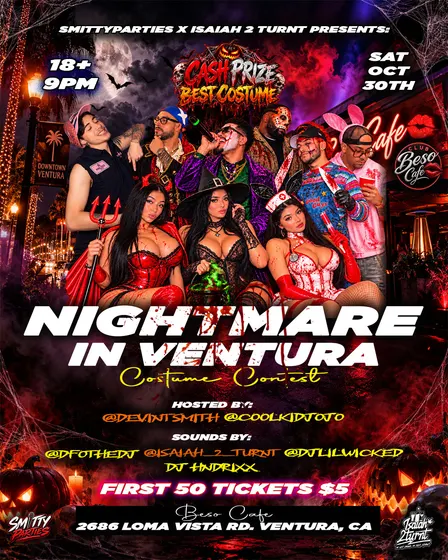 NIGHTMARE IN VENTURA! OCT 30 BIGGEST HALLOWEEN COSTUME PARTY