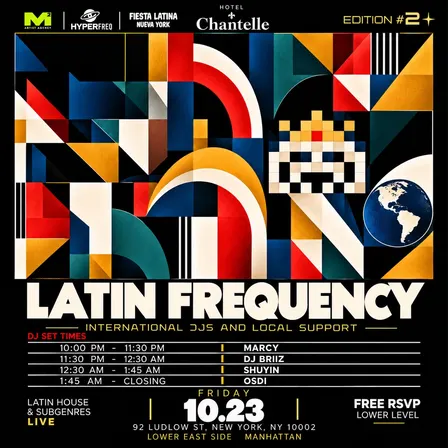 Fri, 10/23: Latin Frequency Vol. 2: Latin House & Underground Music (Fiesta Latina NYC)