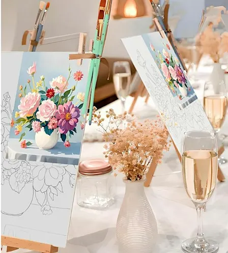 DIY Canvas Flowers Paint & Sip