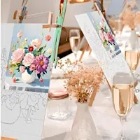 DIY Canvas Flowers Paint & Sip