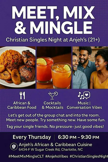 Meet, Mix & Mingle – Christian Singles Night at Anjeh’s (21+)