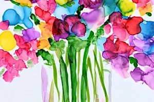Alcohol Ink Floral Bouquets on Large Cardstock