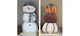 2 Sided Wooden Standing Pumpkin & Snowman Paint Art Sip Class