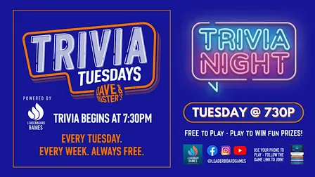 Trivia Night | Dave & Buster's - Freehold NJ - TUE 730p @LeaderboardGames