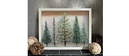 Crushed Glass Christmas Tree Scene on Frame Paint Art Sip Class