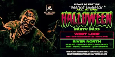 RIVER NORTH/WEST LOOP 2 DAYS OF HALLOWEEN BAR CRAWL PARTY PASS (18 VENUES)