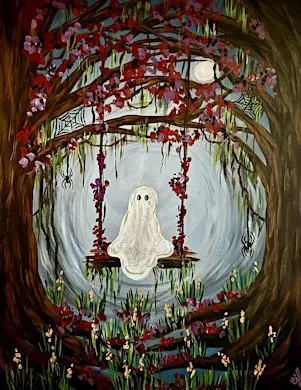 Spooky Swing Canvas or Wood Sign Painting at Iron Mule Brewery