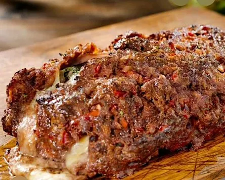 Italian Meatloaf stuffed w/ Ricotta and Pork Belly, & Herb Roasted Potatoes