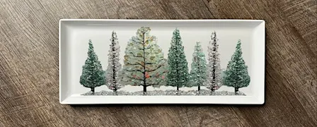 Crushed Glass & Resin Evergreen Tree Charcuterie Tray Paint Art Sip Class