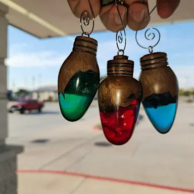 Wood & Epoxy Light Bulb Ornament
