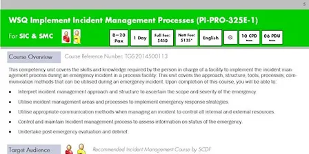 WSQ Implement Incident Management Processes (PI-PRO-325E-1)Run 427