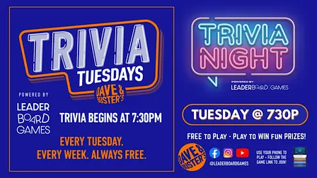 Trivia Night | Dave & Buster's - Niles OH - TUE 730p @LeaderBoardGames