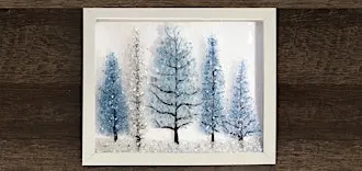 Crushed Glass Evergreen Winter Tree Scene on Frame Paint Art Sip Class