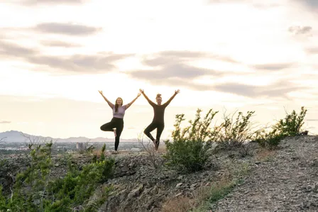 Sunset and Yoga Hike Among the Saguaros
