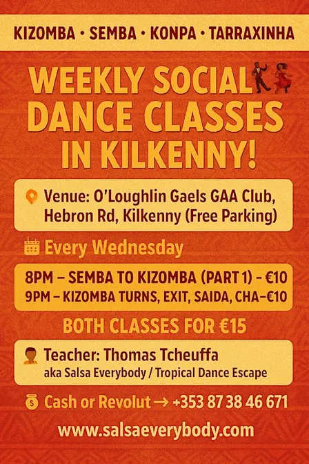 Kilkenny Kizomba & Semba Weekly Classes – All Levels