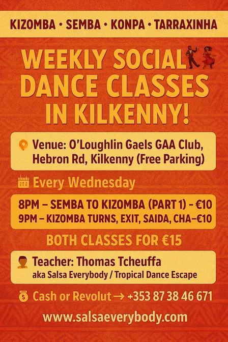 Kilkenny Kizomba & Semba Weekly Classes – All Levels