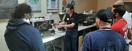 Milk Steaming and Latte Art at Caffe Amouri's Coffee Lab /Education Center