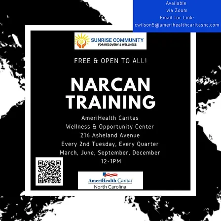 FREE NARCAN TRAINING w/ Sunrise Recovery (in-person and zoom)