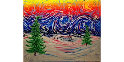 Starry Winter Glowing Night - Paint and Sip in Chicago | Classpop!™