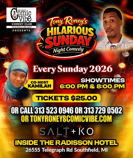 Tony Roney’s Hilarious Sunday Night Comedy, Every Sunday VIP Option