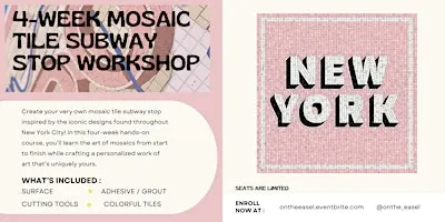 4-Week Mosaic Tile Subway Stop Workshop - Long Island City, NYC