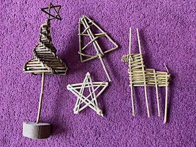 Willow Weaving Christmas decorations at Oak Tree Alpacas