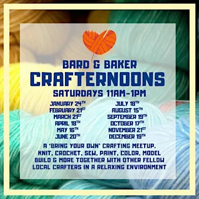 Crafternoons in The Cottage at Bard & Baker: A Bring Your Own Crafting Meet