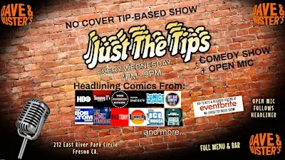 JUST THE TIPS Comedy: Headlining national touring Comedians + Open Mic