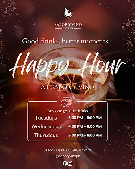 Happy Hours at Sabor Y Vino Makati  Biggest Tavern in Makati