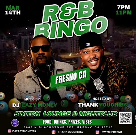 R&B BiNGO FRESNO! R&B Vs Trap Bingo 9/19/26 W/Comedian THANK YOU CHRIS