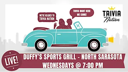General Knowledge Trivia at Duffy's - North Sarasota $100 in prizes!