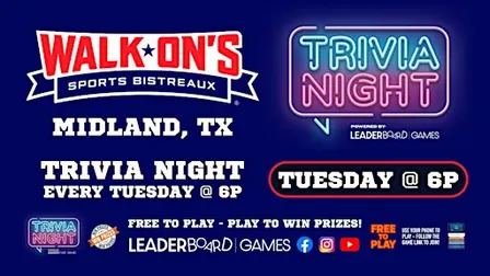 Trivia Night TUESDAY 6p | Walk-On's Sports Bistreaux - Midland TX