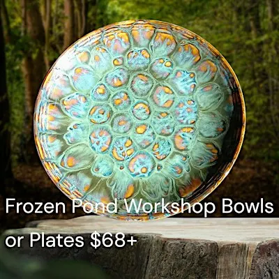 Stoneware Bowl or Plate -Frozen Pond Technique -Paint  & Sip