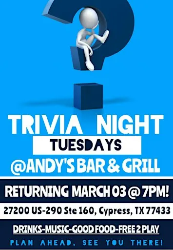 Trivia Tuesday's @ Andy's Bar & Grill