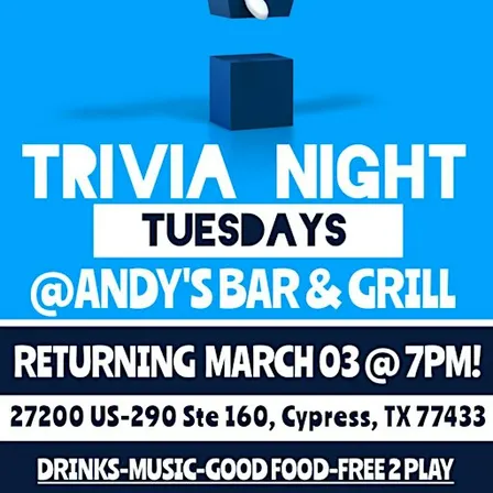 Trivia Tuesday's @ Andy's Bar & Grill