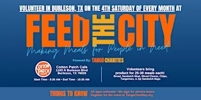 Feed The City Burleson: Making Meals for People In Need