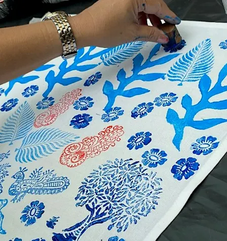 School Holiday Block Printing Art