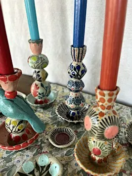 Clay Handbuilt Candlestick Holders