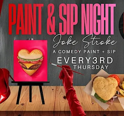 Painting NIGHT, at LOUD BURGER, a Comedy Paint & Sip
