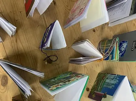 Book Binding- scrap material soft cover sketchbooks 1/11
