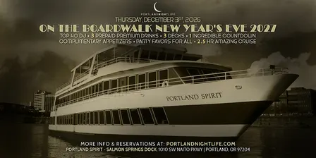 Portland VIP New Year's Eve Party Cruise 2027 - On the Boardwalk