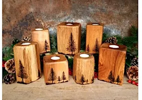 Pyrography the art of wood burning - rustic Christmas tealight holders