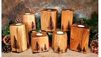 Pyrography - rustic Christmas tealight holders booked out