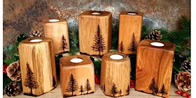 Pyrography - rustic Christmas tealight holders booked out