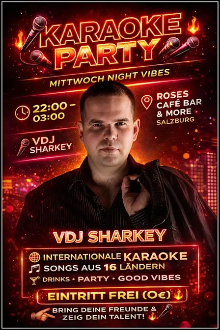 KARAOKE PARTY IM ROSES BAR AM MITTWOCH IN SALZBURG!