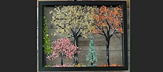 Crushed Glass Seasons Trees in Frame Paint & Crushed Glass Art Sip Class